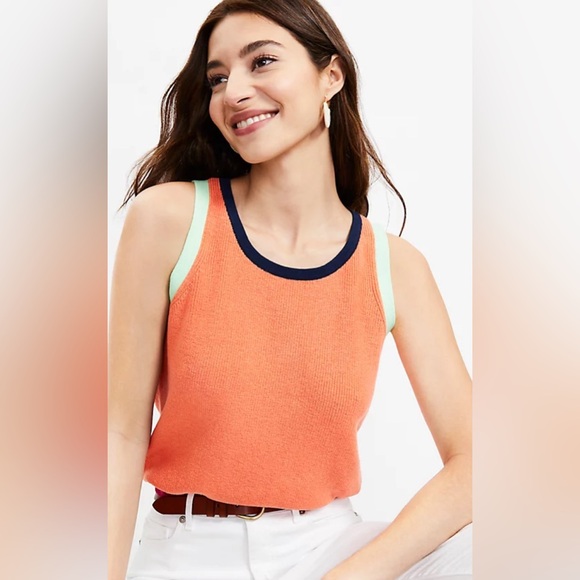 LOFT Women's Colorblocked Sweater Tank  100% Cotton - Picture 10 of 11